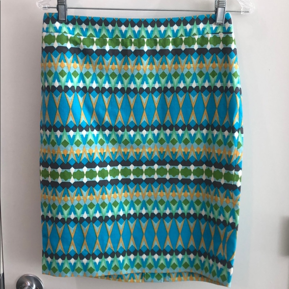 Fun patterned j crew pencil skirt